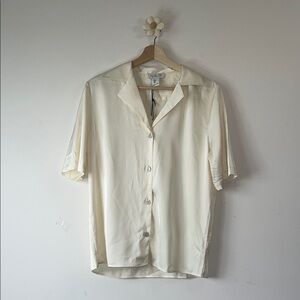 Rachel Zoe Cream Blouse Short Sleeve Relaxed Fit